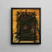 a trompe-l'œil still life of a portable wooden altar with a rosary, a hand bell, and books placed on the edge - Prospero Mallerini — framed artwork on a wall