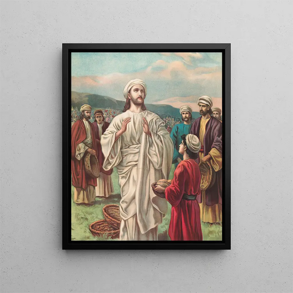 Nourrir les cinq mille - Providence Lith & Co.. — framed artwork on a wall