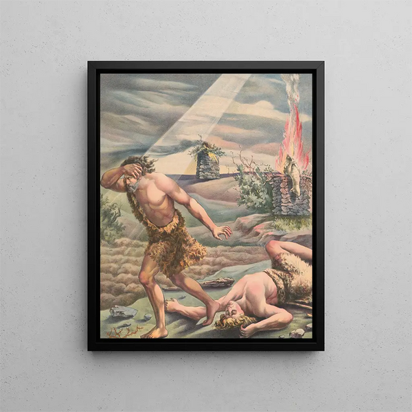 The murder of Abel - Providence Lith & Co.. — framed artwork on a wall