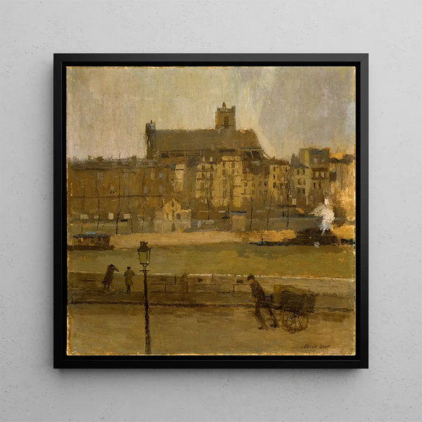 Quai de la Seine, Église St Gervais - Frank Edwin Scott — framed artwork on a wall