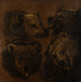 Four full-size bear heads - Johann Melchior Roos — displayed in an interior
