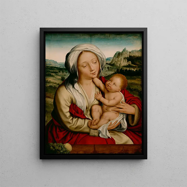 Virgin and Child Painting - Quentin Massys — framed artwork on a wall