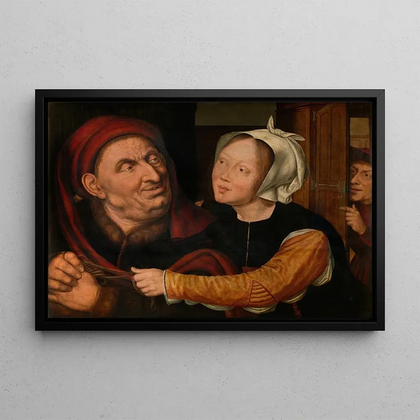 Unequal Lovers - Quentin Massys — framed artwork on a wall