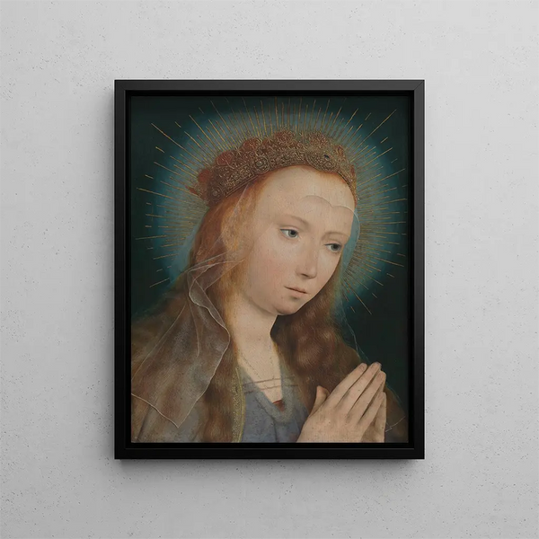 Virgin Mary in prayer - Quentin Massys — framed artwork on a wall
