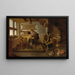a Shoemaker at Work with His Wife Spinning Wool - Quirijn van Brekelenkam — framed artwork on a wall