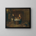 a modest interior with an elderly couple sitting at a table eating mussels and bread - Quirijn van Brekelenkam — framed artwork on a wall