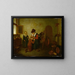 a woman deworming a boy - Quirijn van Brekelenkam — framed artwork on a wall