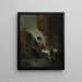 an old woman in an interior saying grace before a meal - Quirijn van Brekelenkam — framed artwork on a wall