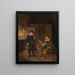 Interior painting with fisherman and man next to a spool and a reel - Quirijn van Brekelenkam — framed artwork on a wall
