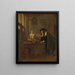 Interior painting with a lacemaker and a visitor - Quirijn van Brekelenkam — framed artwork on a wall