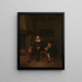 Interior painting with two men by the fireplace - Quirijn van Brekelenkam — framed artwork on a wall
