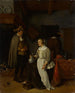 Soldat buvant avec une jeune femme dans une auberge - Quirijn van Brekelenkam — artwork view