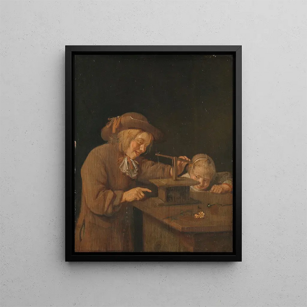 The Mousetrap - Quirijn van Brekelenkam — framed artwork on a wall