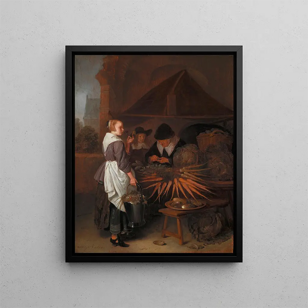 L'étal de légumes - Quirijn van Brekelenkam — framed artwork on a wall