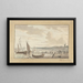 Coastal landscape painting with sailboats and bell tower - R. A. C. Ziesenis — framed artwork on a wall