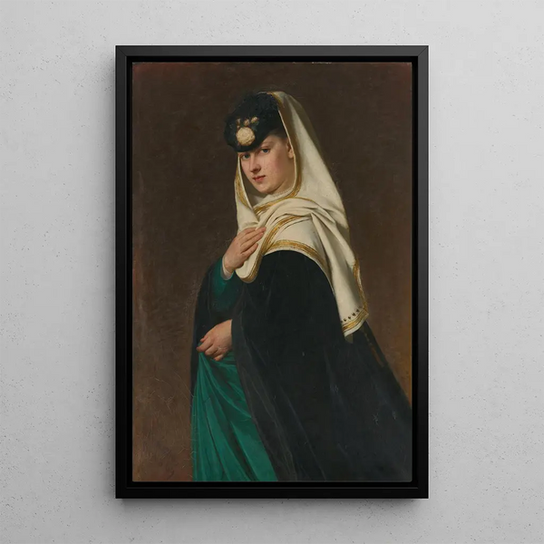 Portrait of a woman - R. Max Seemann — framed artwork on a wall