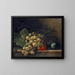 Still life with grapes, stone fruits, and a fly - Rachel Ruysch — framed artwork on a wall