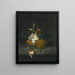 Still life with Soots, a Morning Glory, a Passionflower, and other matching flowers with insects on a stone ledge - Rachel Ruysch — framed artwork on a wall