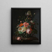 Still life with flowers on a marble table - Rachel Ruysch — framed artwork on a wall