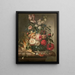 Vase of flowers and pis de mas in a niche - Rachel Ruysch — framed artwork on a wall