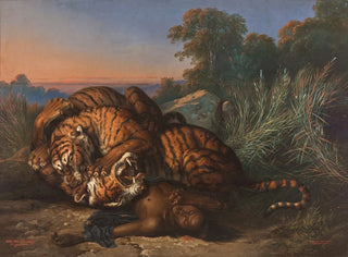 Tigers in combat - Raden Saleh — artwork view