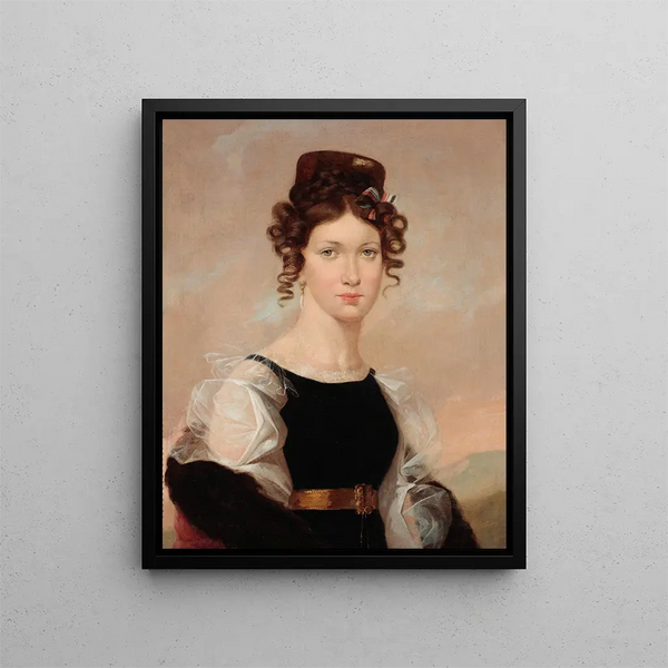 Portrait Painting of Antonina Gepner née Czyszkowska 1813-1870 wife of the painter - Rafał Hadziewicz — framed artwork on a wall