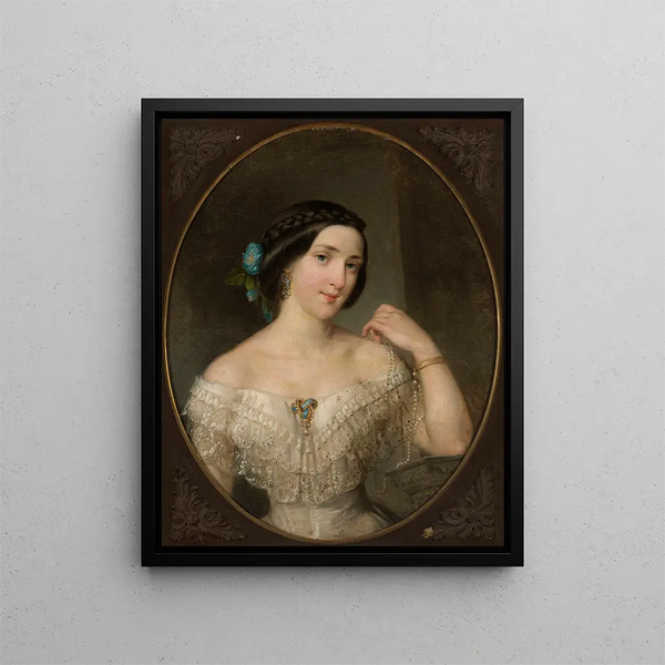 Portrait Painting of Maria Ludwika Blumenfeld née Kobyecka - Rafał Hadziewicz — framed artwork on a wall