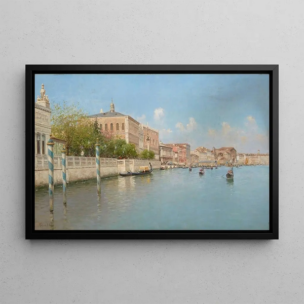View of the Grand Canal - Rafael Senet y Pérez — framed artwork on a wall