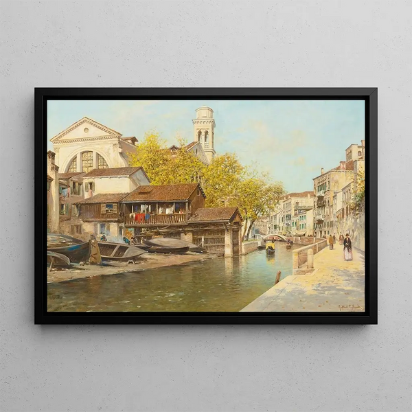 Rio San Trovaso, Venice - Rafael Senet y Pérez — framed artwork on a wall
