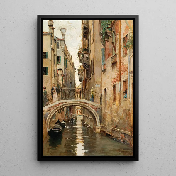 A canal in Venice - Raffaele Tafuri — framed artwork on a wall