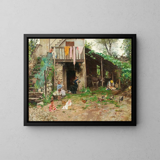 A Courtyard - Raffaele Tafuri — framed artwork on a wall
