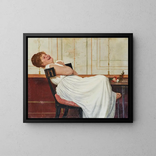 Girl laughing - Raffaello Sorbi — framed artwork on a wall