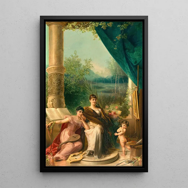 Allegory of Painting and Music - Raimund von Wichera — framed artwork on a wall