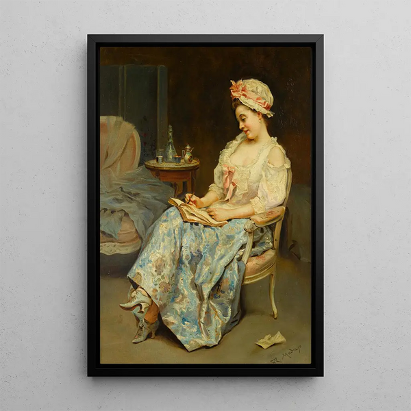 Un moment de réflexion - Raimundo de Madrazo y Garreta — framed artwork on a wall