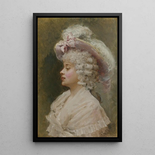 A lady in an elegant dress - Raimundo de Madrazo y Garreta — framed artwork on a wall