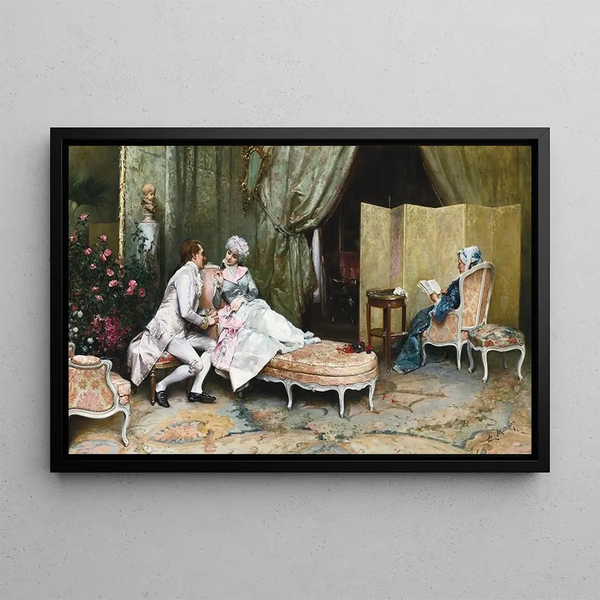 Flirt - Raimundo de Madrazo y Garreta — framed artwork on a wall
