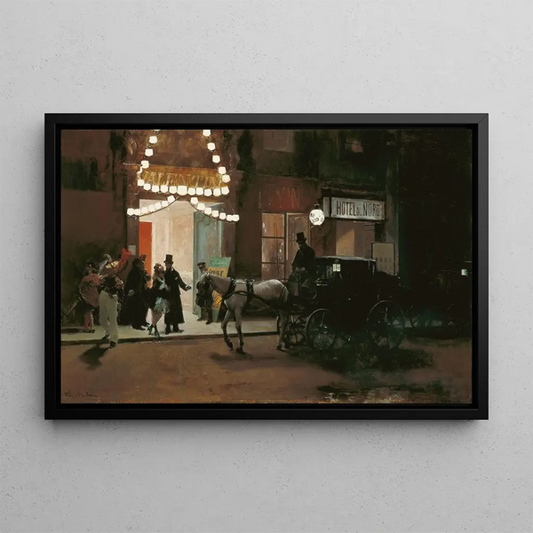 Exit from the masked ball - Raimundo de Madrazo y Garreta — framed artwork on a wall