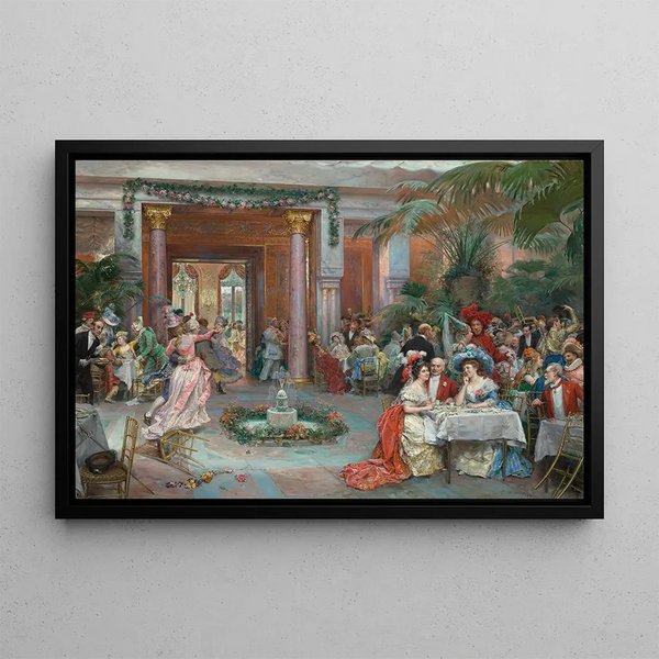 Bal masqué à l'hôtel Ritz Paris - Raimundo de Madrazo y Garreta — framed artwork on a wall
