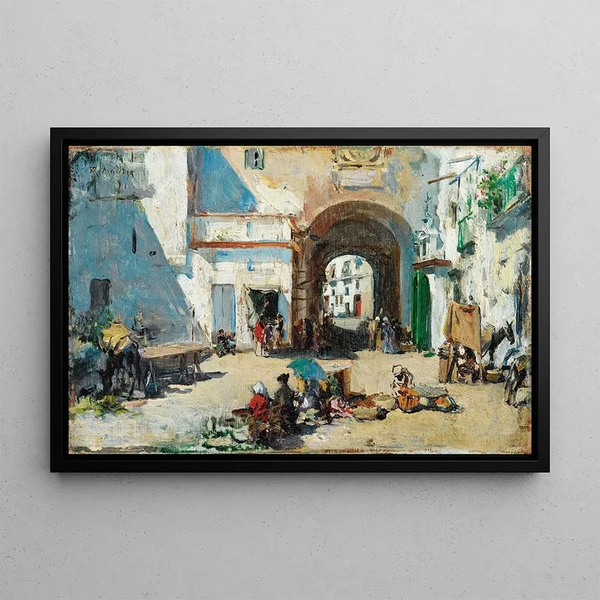 Street scene - Raimundo de Madrazo y Garreta — framed artwork on a wall