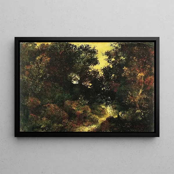 Forest Stream Painting - Ralph Albert Blakelock — framed artwork on a wall
