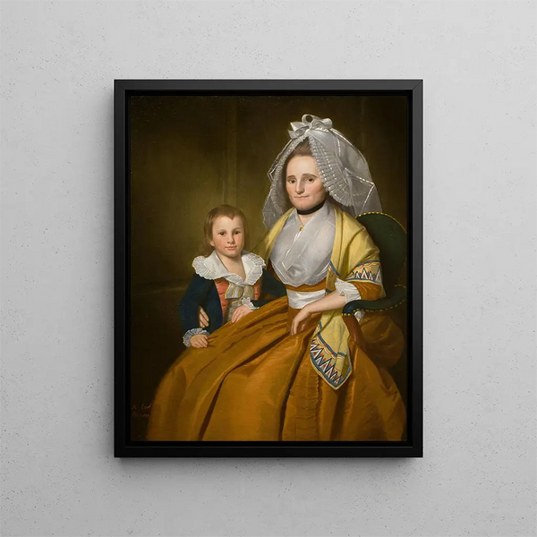 Molly Marsh Seymour Mme Moses Seymour and her son Epaphroditus - Ralph Earl — framed artwork on a wall
