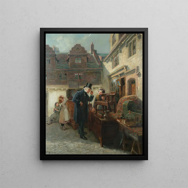 Authentic antiquity painting - Ralph Hedley — framed artwork on a wall