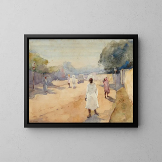 a street in Hyderabad, Deccan, India - Ralph Wormeley Curtis — framed artwork on a wall