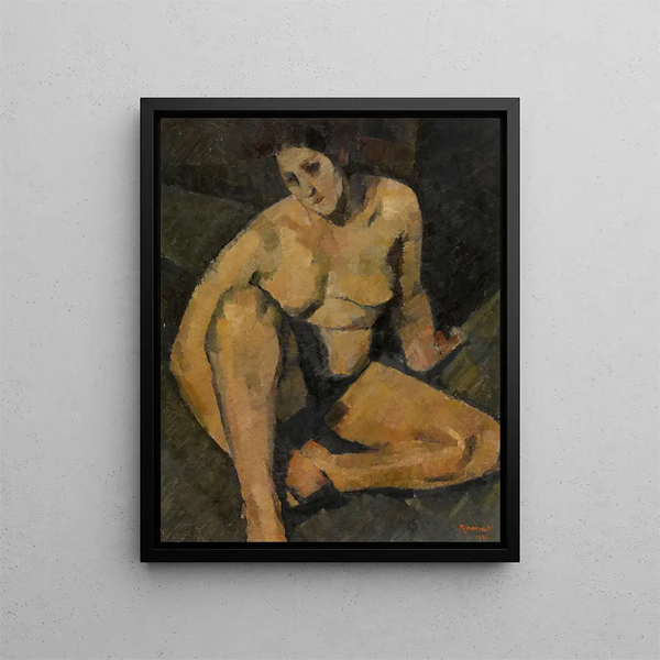 Nude Sitting Painting - Ramah — framed artwork on a wall