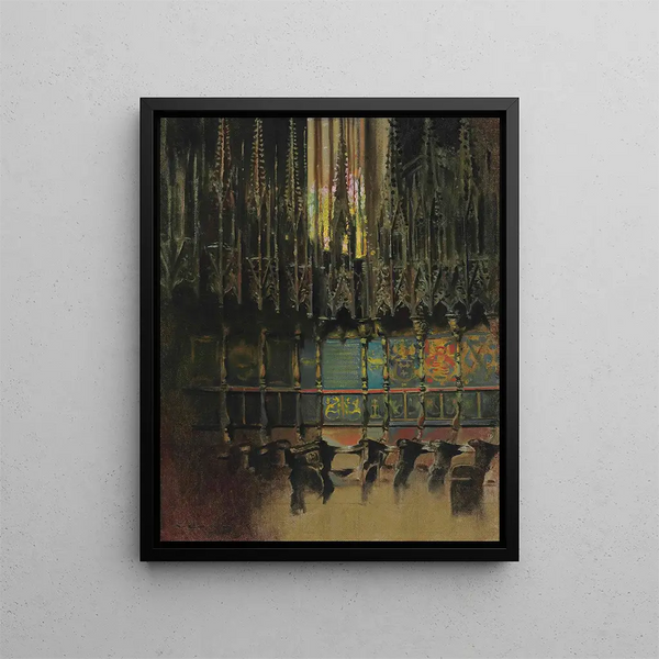 Interior of the cathedral - Ramon Casas — framed artwork on a wall