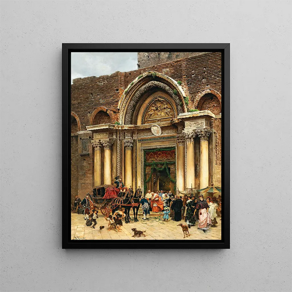 Venice The Patriarch at Capa Magna leaving San Giovanni e Paolo - Ramon Tusquets — framed artwork on a wall