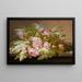 Floral still life painting - Raoul M. de Longpré — framed artwork on a wall