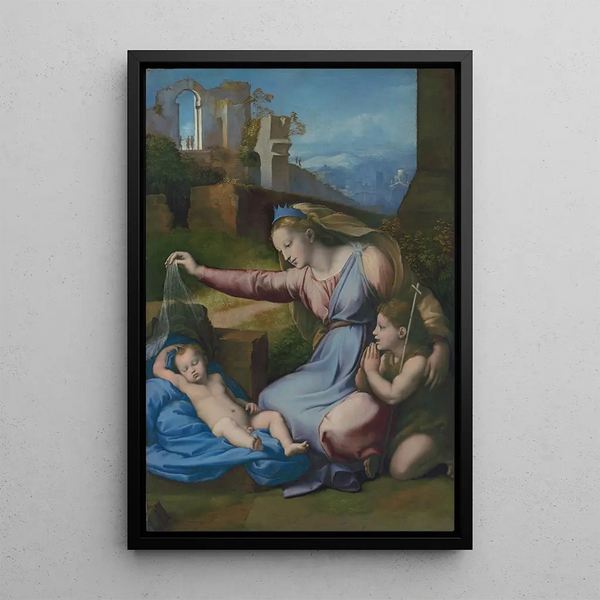 La Madone au diadème bleu - Raphael — framed artwork on a wall