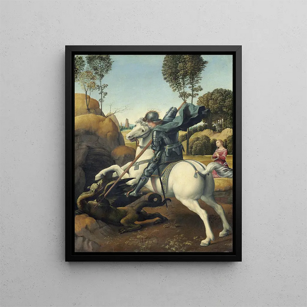 Saint Georges et le Dragon - Raphaël — framed artwork on a wall