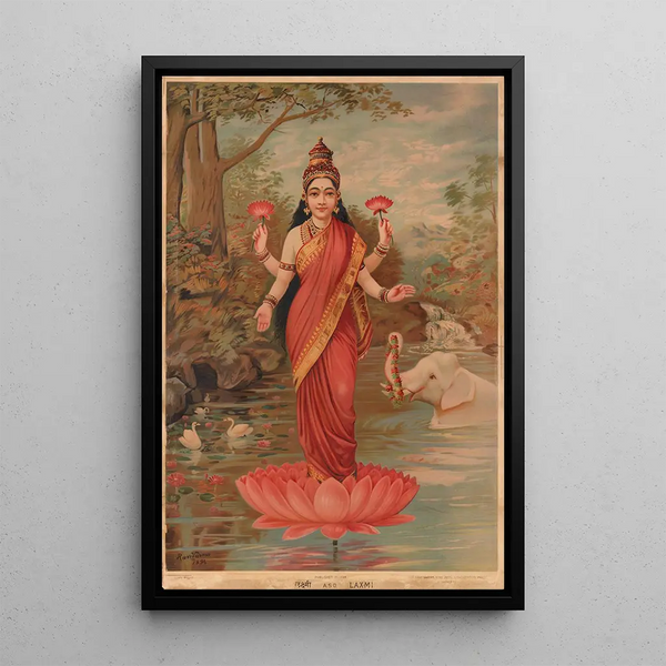 Lakshmi - Raja Ravi Varma — framed artwork on a wall